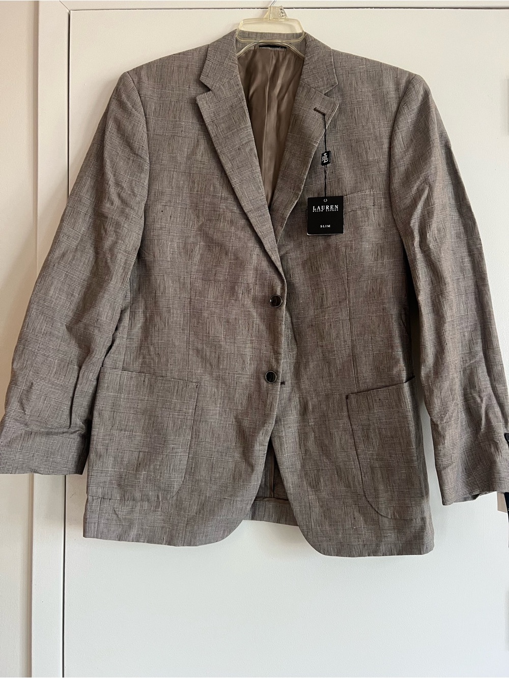 NWT Lauren Ralph Lauren Men’s Slim-Fit 100% Linen Glen Plaid Blazer – Size 44R